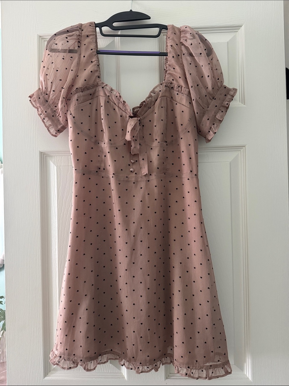 Dress Forum Pink Mini Dress with Black Heart Print